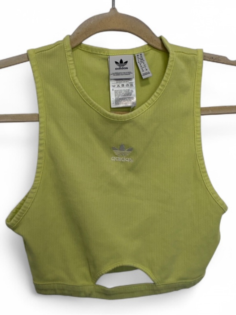 adidas Neon Yellows Ribbed Crop Tank Top